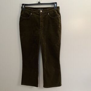 Cambio Jeans Corduroy Crop Ankle Pants US 10 Green 29 X‎ 25